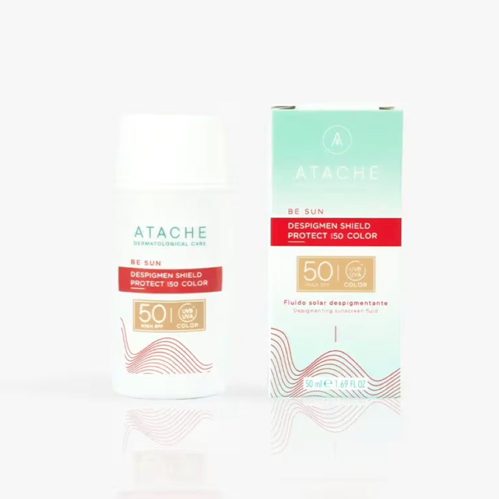 Солнцезащитный крем для лица Atache Be Sun Despigmen Shield Protect Color SPF 50, тонирующий, против пигментации, 50 мл